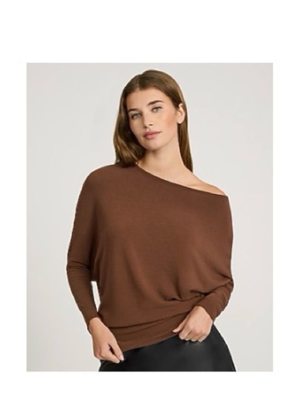 Express Relaxed Crepe Convertible Sleeve Sweater - Chestnut Brown